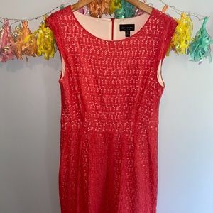 Coral lace dress with zipper
